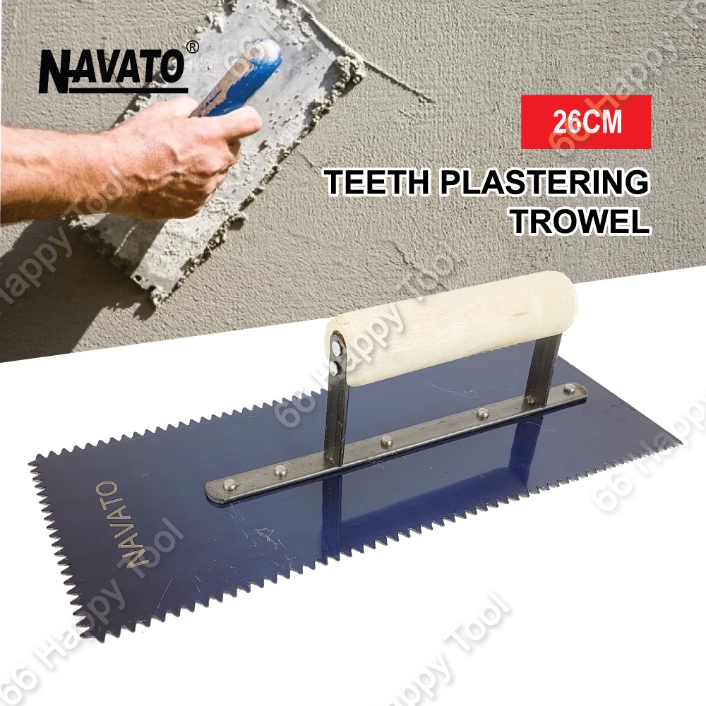 10Inch V-Notch Trowel Navato Plastering Trowel Cement Black Teeth Wood ...