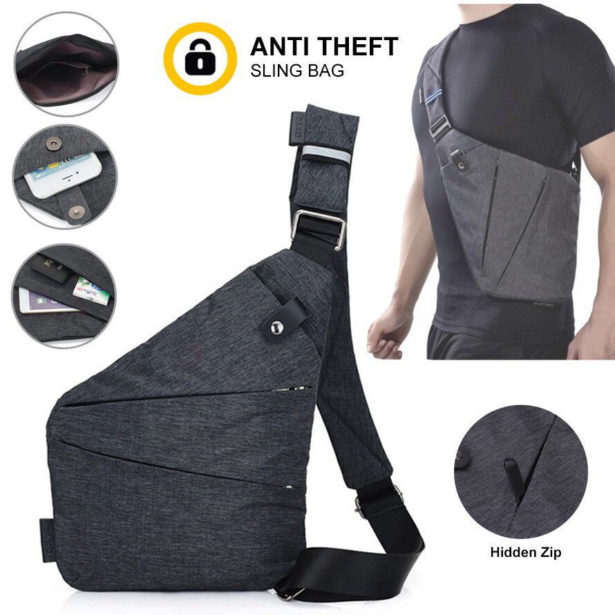 Beg Sandang Tepi Extra Nipis Thin Ultra Slim Sling Bag Anti Theft Shoulder Crossbody Lightweight Chest Bag Shopee Malaysia