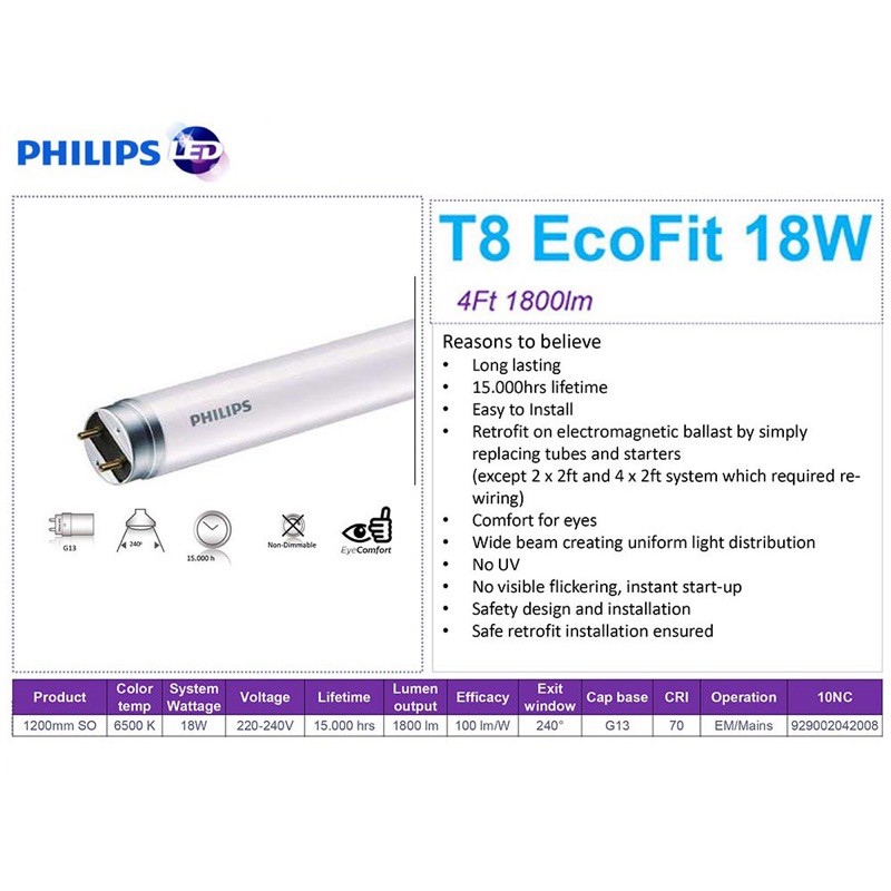 Philips led deals tube t8 18w