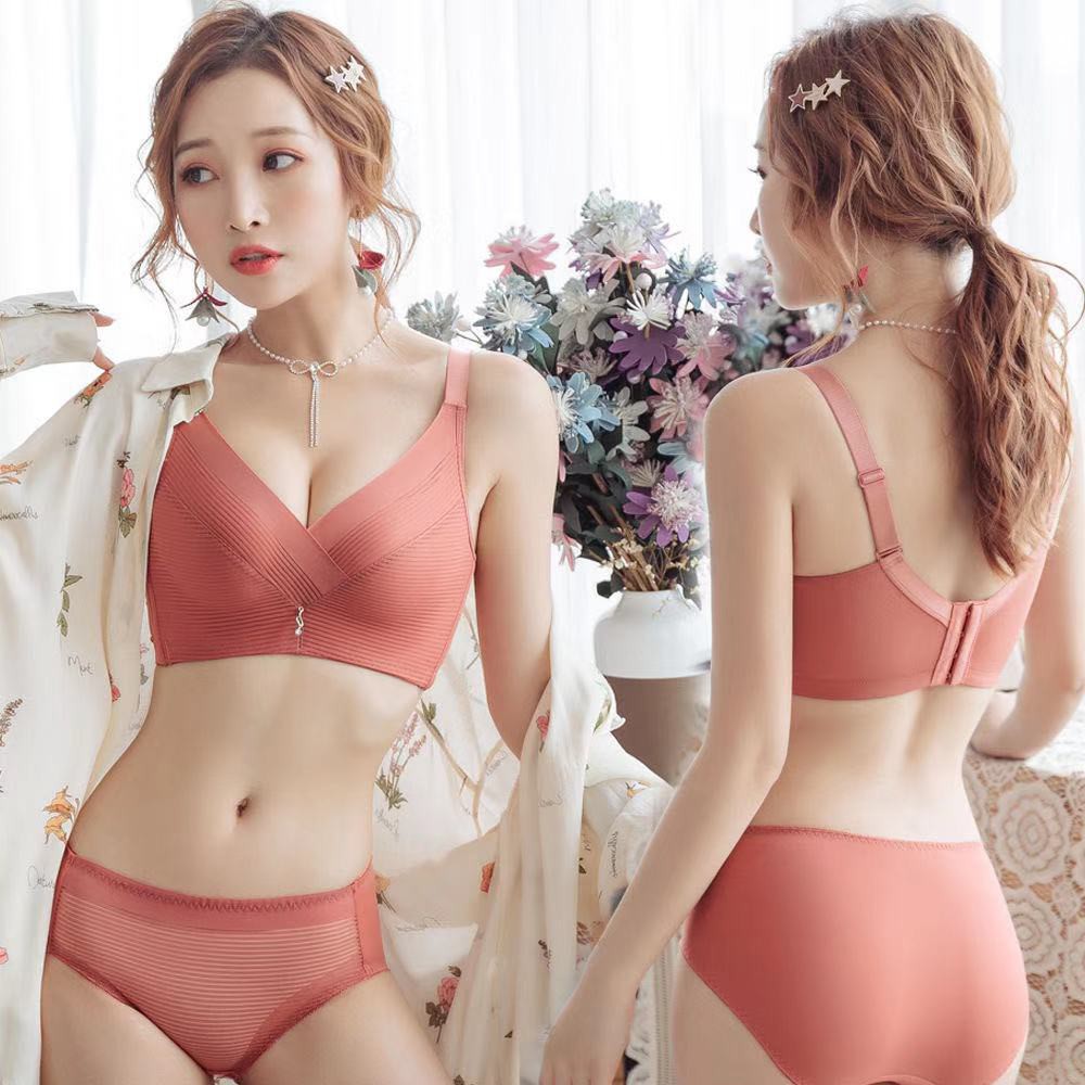 Fashion Women Plus Size Bra Panty 2 Piece Push Up Lace Underwear Briefs Set  Rhinestone Pink Comfortable