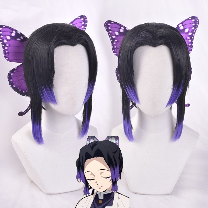 Kochou Shinobu Wig With Butterfly Hairpin Kimetsu no Yaiba Demon