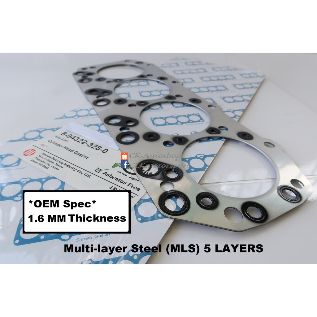 SANWA Japan Metal Head Gasket 1.6mm thick ISUZU OEM P/N 8 SANWA Japan Metal Head Gasket 1.6mm thick ISUZU OEM P/N 8