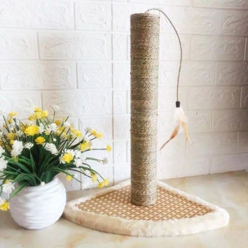 Cat Scratch Pole Scratching Pet toy feather string seagrass Tree Condo