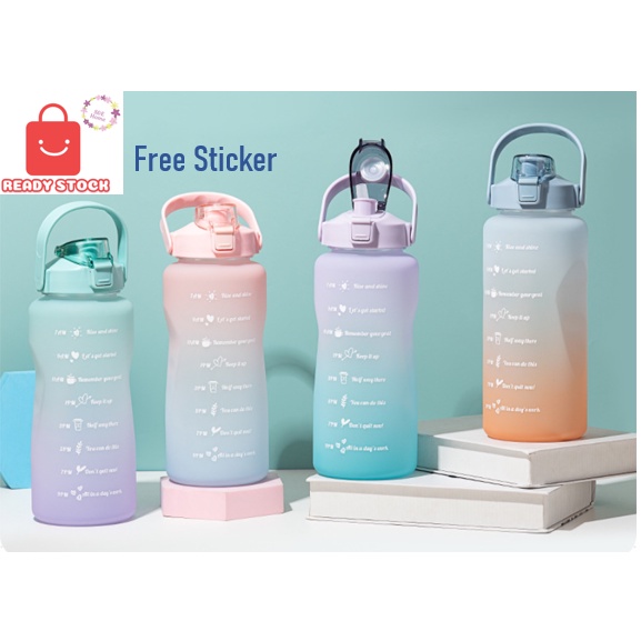 (READY STOCK) Free gift TIKTOK 2000ml water bottle with straw for ...