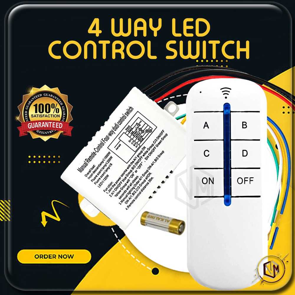 YWBL-WH Wireless Remote Control Switch 1/2/3/4 Ways ON/Off AC180-240V 1000W  20M Wireless Receiver Indoor Lamp Light Controlling RF Remote Control