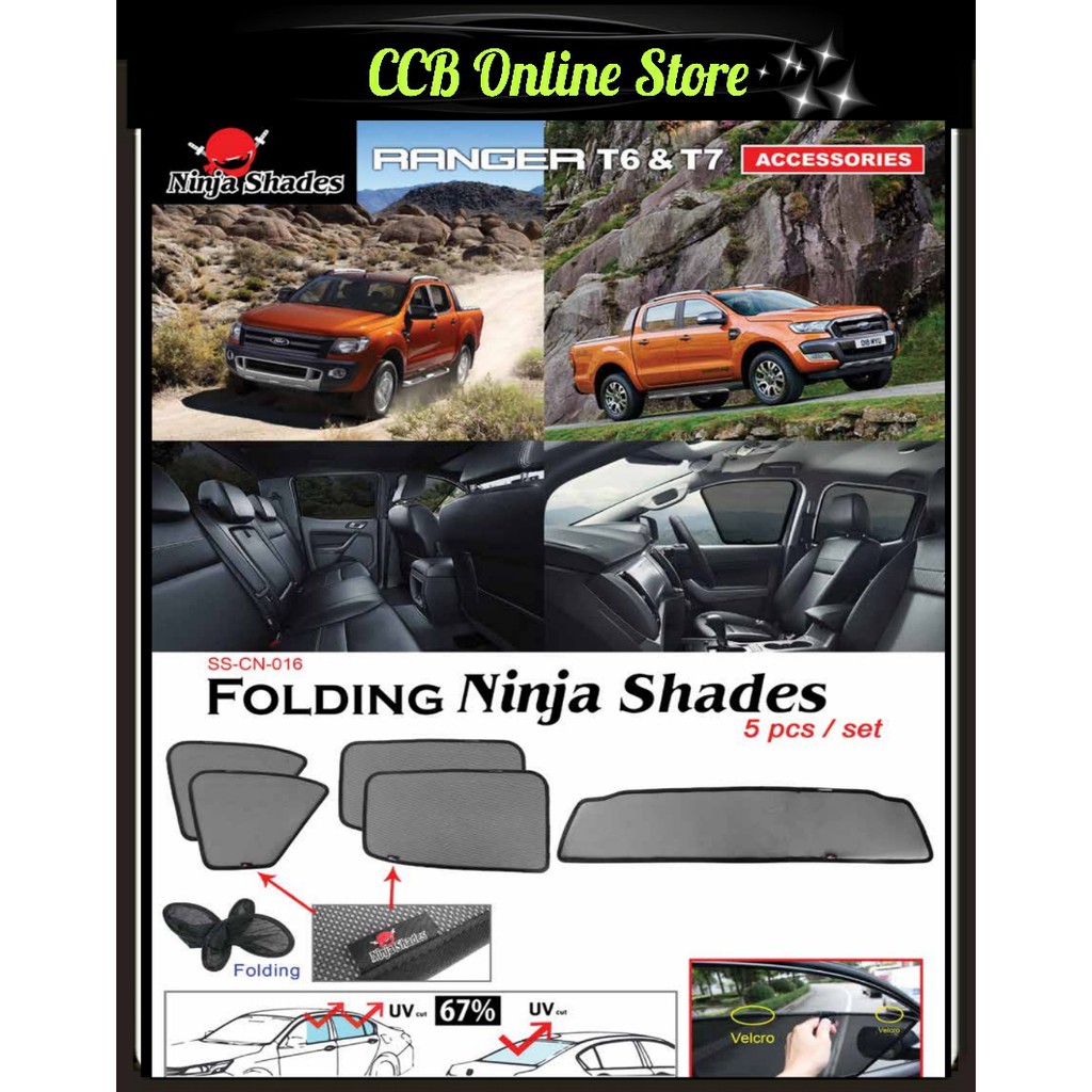 Ford Ranger T6 & T7 & T8 Magnetic Ninja Sun Shade (5pcs/set) | Shopee ...