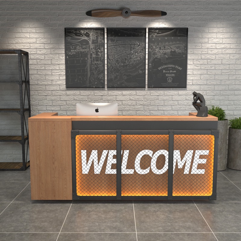 EL-Retro Industrial Style Cashier Clothing Store Small Bar Counter Iron ...