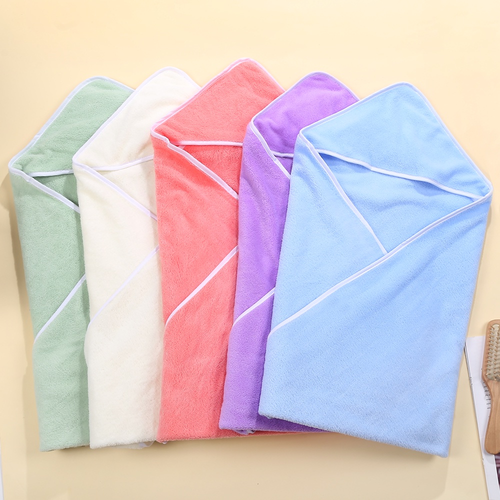 Hooded baby blanket hood swaddle bath towel flannel kids Newborn cotton ...