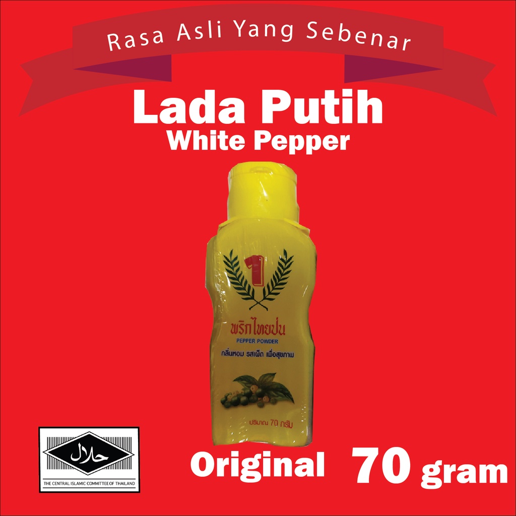 Thailand No 1 Brand Halal Serbuk Lada Putih White Pepper Powder 70g