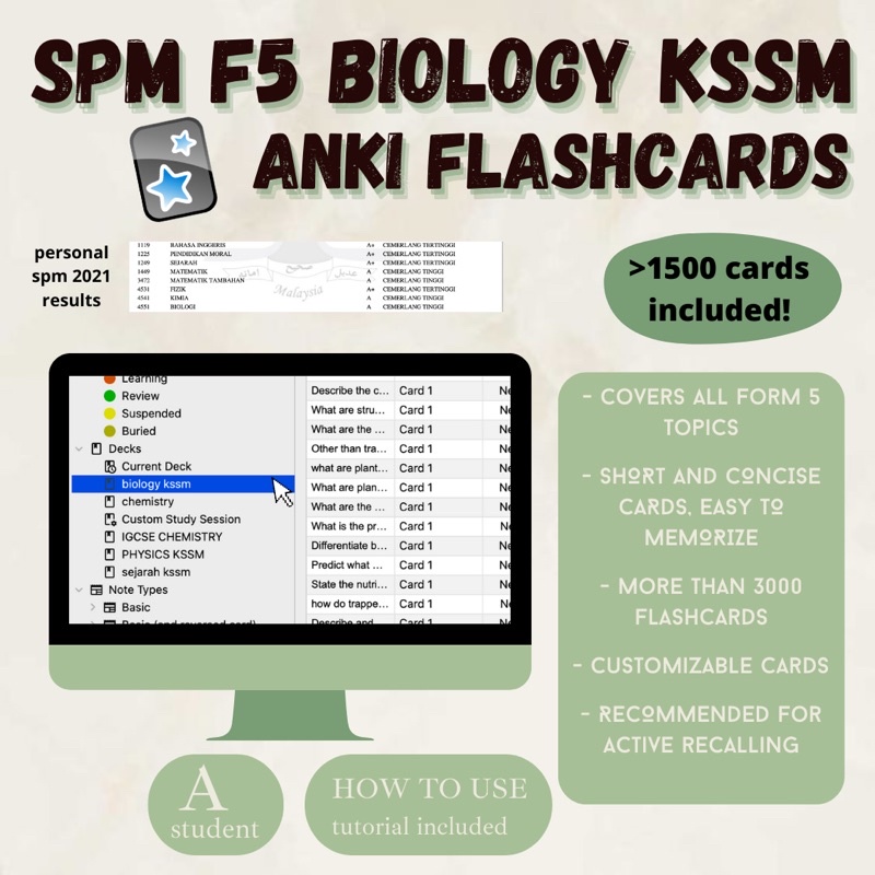 SPM BIOLOGY KSSM A+ ANKI FLASHCARDS REVISION [PDF] Shopee Malaysia