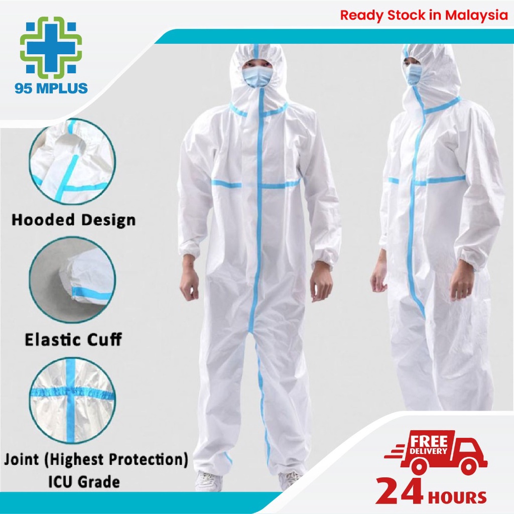 PPE Suit Coverall Jumpsuit Blue/Yellow Mark 70gsm | Shopee Malaysia