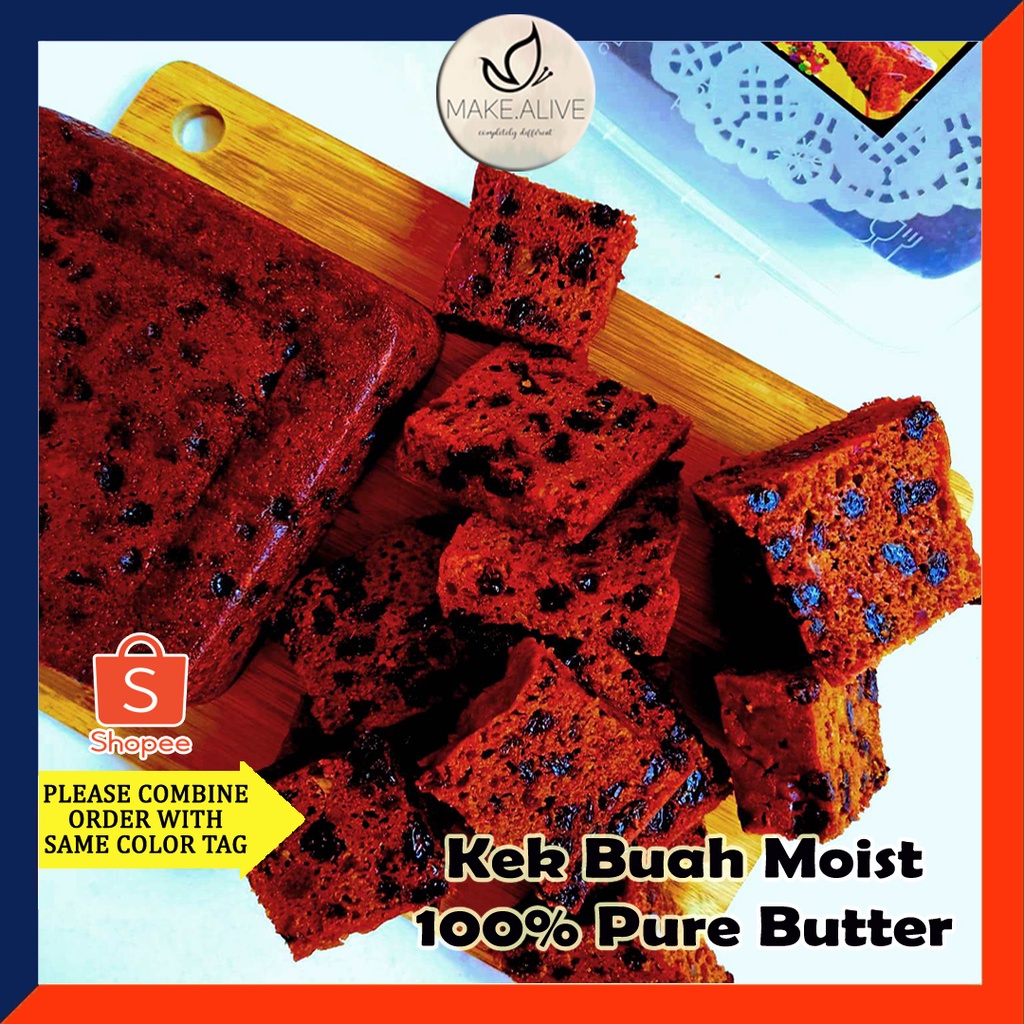 RAYA Kek Buah Kukus Moist 100% Pure Butter Kuali Mak/Gift Box Kek Buah ...