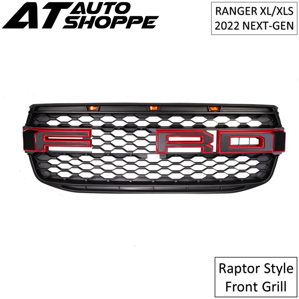 FRONT GRILLE RAPTOR STYLE RED FOR FORD RANGER 2022 NEXT-GEN T9 XL ...