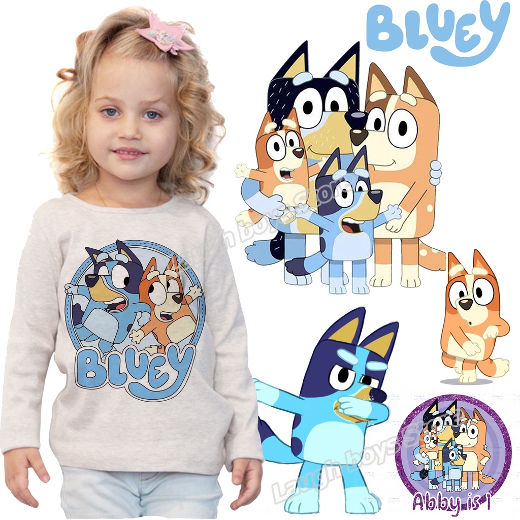 Bluey Dog Clothes Ironon Stickers Washable Blueys Family Heat Transfer
