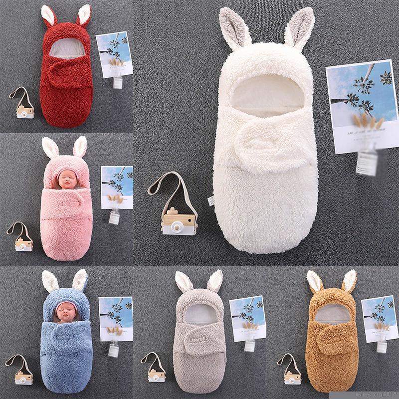 Newborn Baby Hooded Baby Cute Ears Hooded Swaddle Blanket Soft Plush