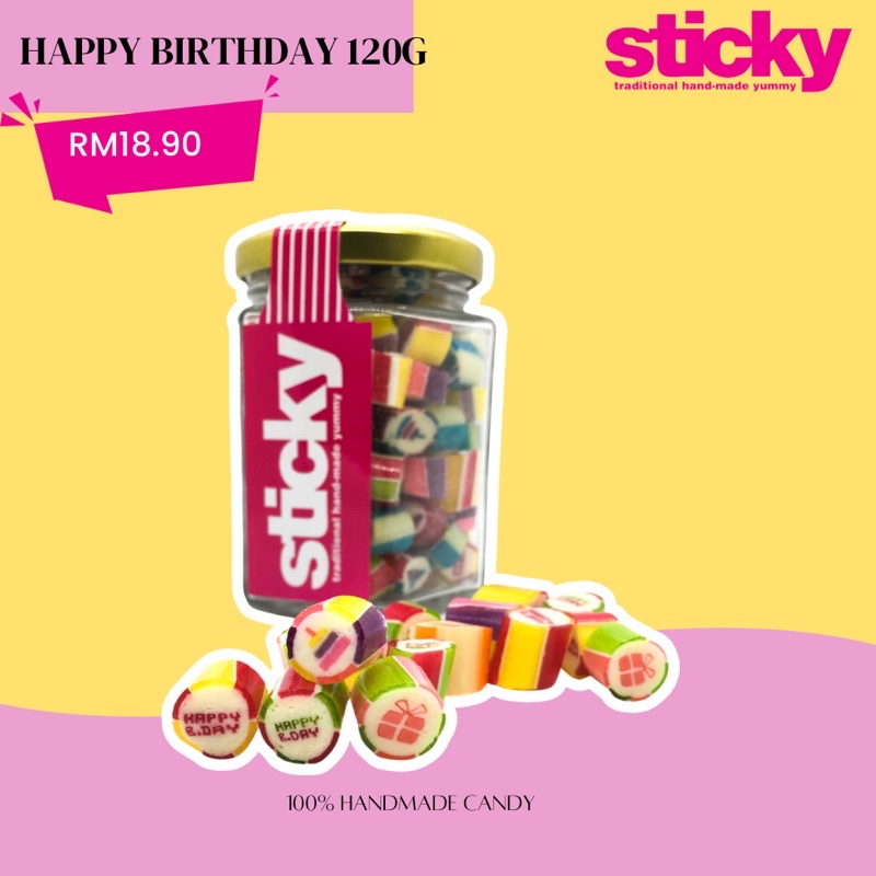 Sticky Candy Mix Rock Gula Gula Viral Sweet Fruits Flavours Handmade Set T Happy Birthday 5564