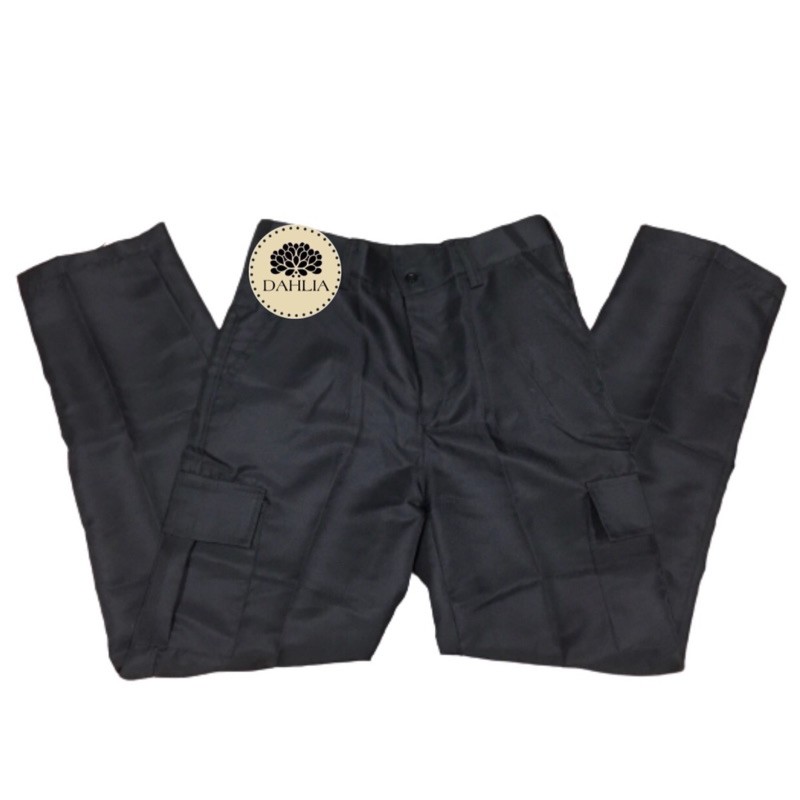 BLACK SLACK PANT MULTI POCKET SECURITY GUARD PANT WORKING PANT SELUAR