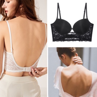 Backless Bra Invisible Bralette Lace Wedding Bras Low Back Underwear Push  Up Brassiere Women Seamless Lingerie Sexy Corset Npo