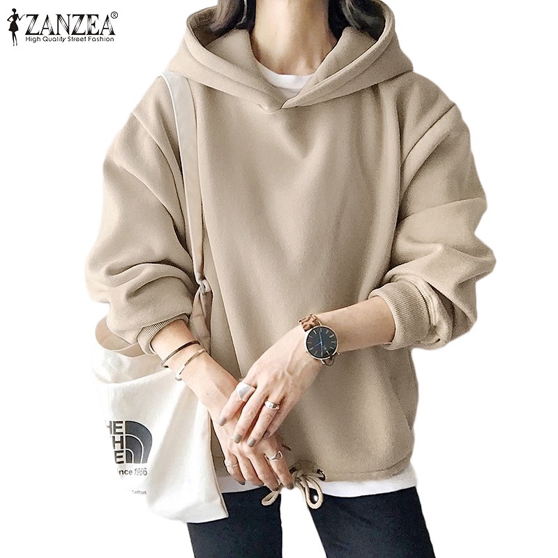 ZANZEA Women Korean Style Street Fashion Solid Color Long Sleeve O-Neck ...