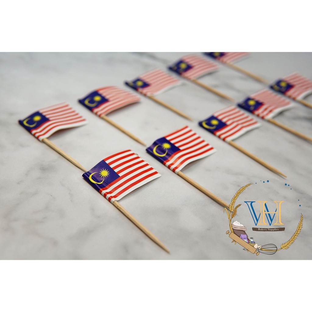 10pcs 100pcs Malaysia Flag Bendera Merdeka Cake Topper Deco Jalur