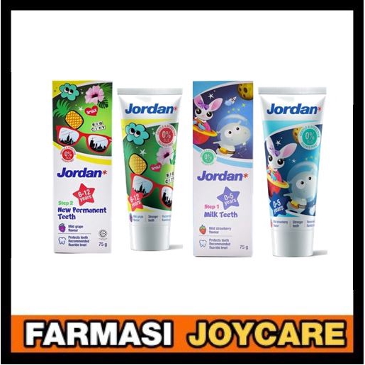 Jordan Children Toothpaste 75g (Step 1 Milk Teeth 0-5 years old/ Step 2 ...