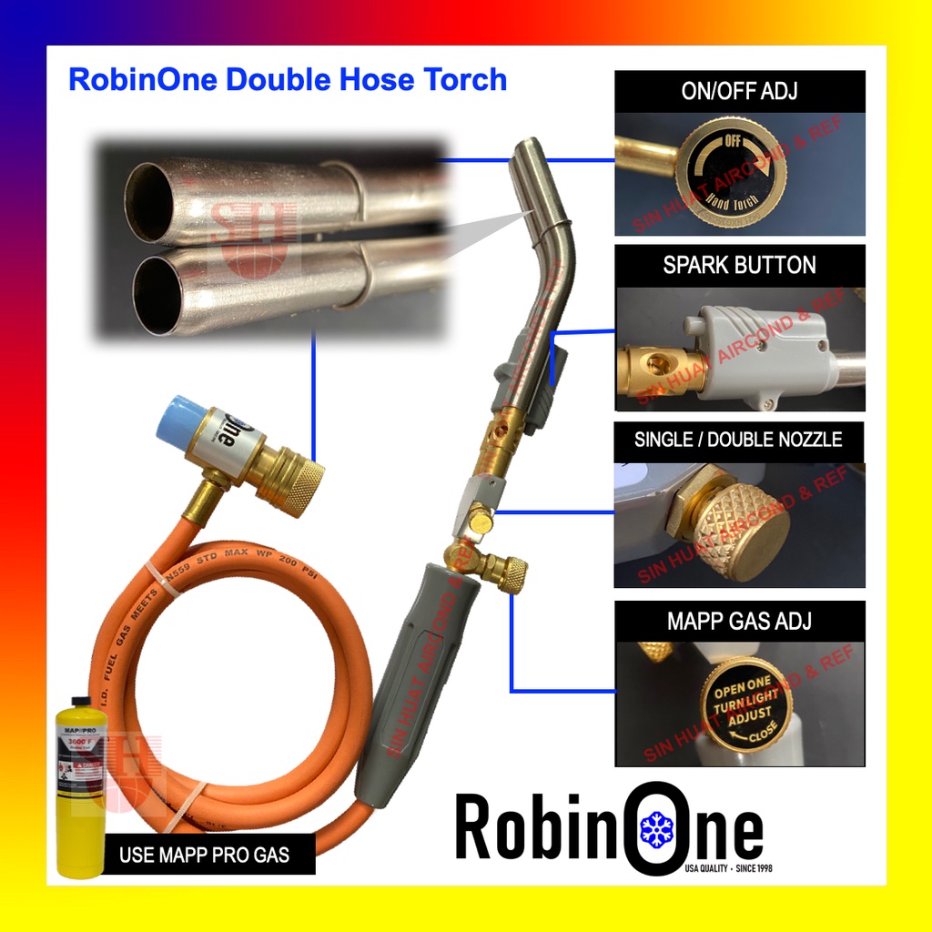(DOUBLE TURBO NOZZLE) RobinOne Double Welding Torch with Hose / Brazing
