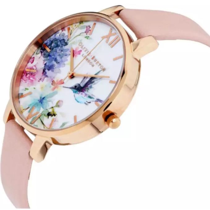 OFFICIAL WARRANTY Olivia Burton OB16PP44 Painterly Prints Big Dial Rose Gold Tone Case Dusty Pink Leather Strap Watch Shopee Malaysia