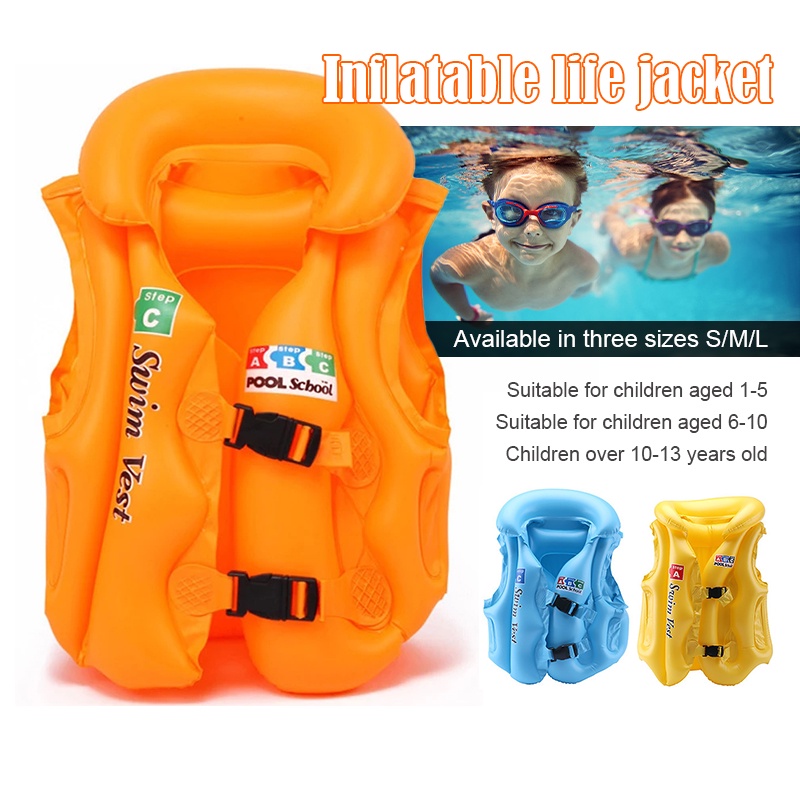 1-14Age childs inflatable life vest Baby swimming jacket PVC floats kid ...