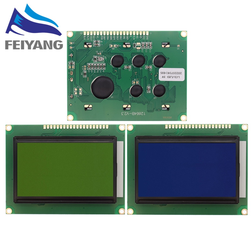 128*64 DOTS LCD module 5V Blue/Green screen 12864 LCD with backlight ...