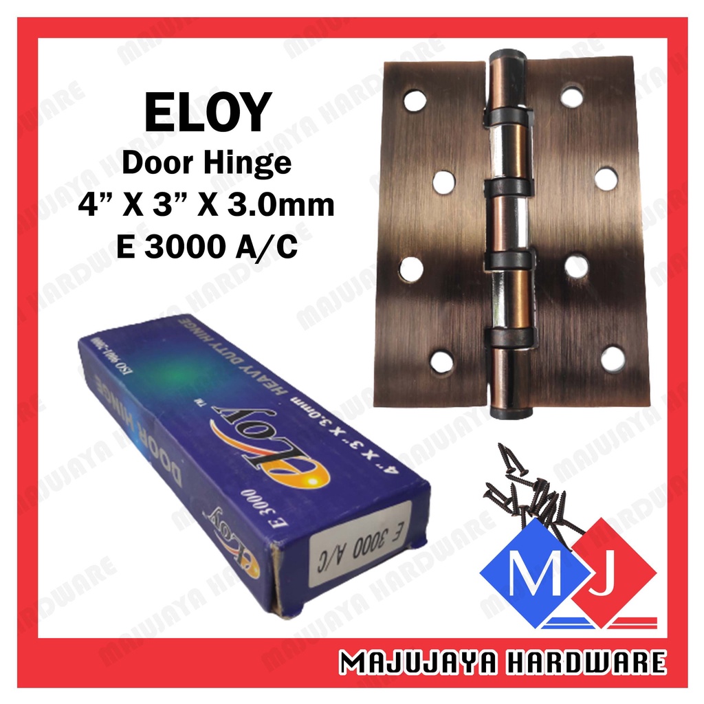 ELOY Heavy Duty Hinges 4'' X 3" X 3.0mm 2pc Set Roller Door Hinges E