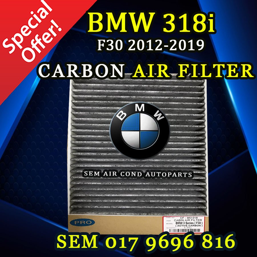 BMW 3SERIES 318i F30 20122019 YEAR ACTIVATED CARBON CABIN AIR FILTER