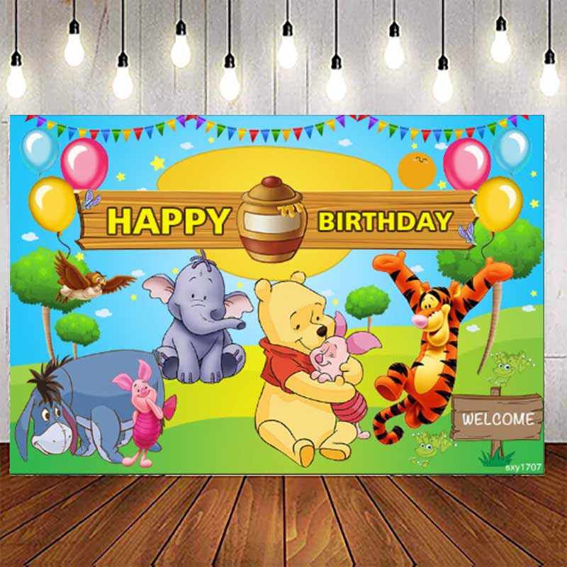 Winnie the Pooh Backdrop For Photography Baby Shower Kids Birthday ...