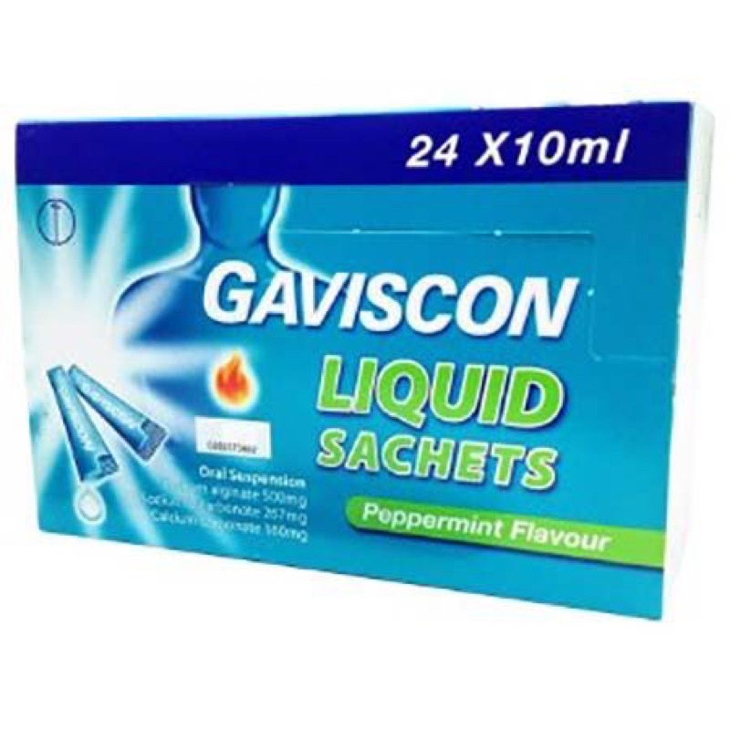 GAVISCON LIQUID SACHETS PEPPERMINT FLAVOUR 24 SACHETS X 10ML (FOR GASTIC / GASTRIC) Shopee
