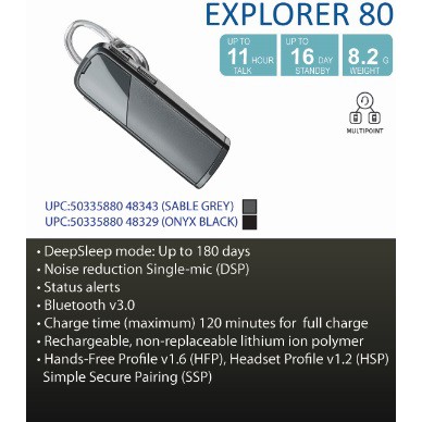 Plantronics explorer bluetooth discount headset grey 80