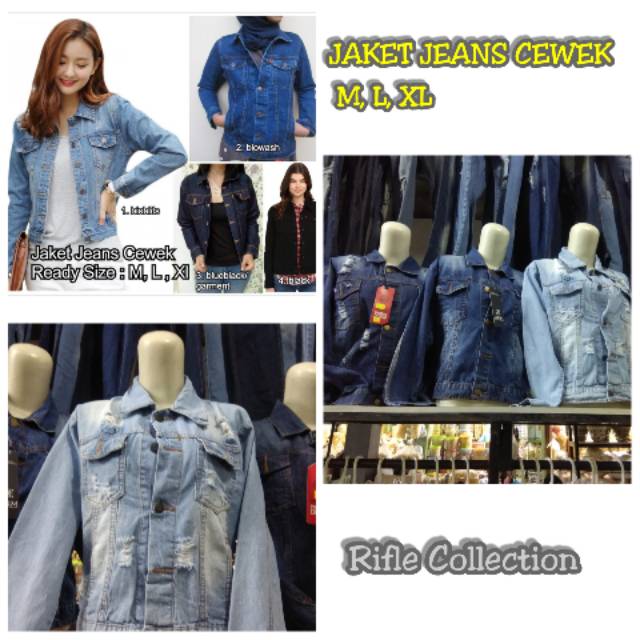 Original ripped Girl jeans Jacket/Torn model size M, L, XL | Shopee ...