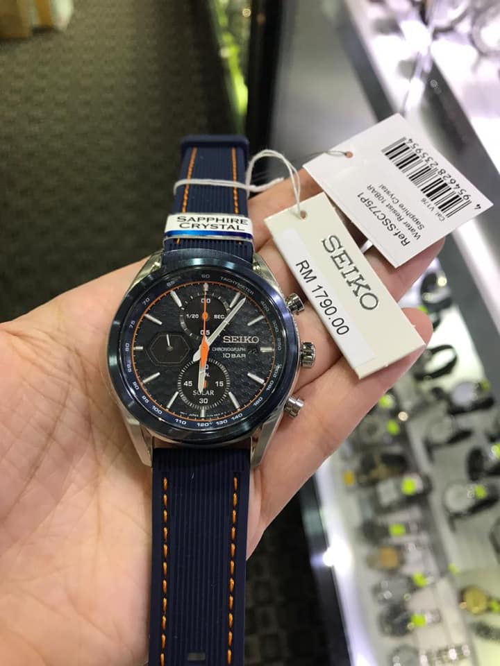 Seiko SSC775P1 Macchina Sportiva Solar Power Chronograph Sapphire Glass Stainless Steel Case Blue Silicone Men s Watch Shopee Malaysia