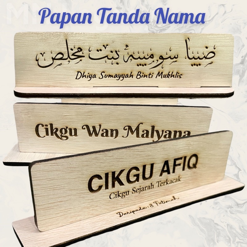 Papan Nama Kayu Ukiran Ukir / Table Stand Name Signage Wood Engraved