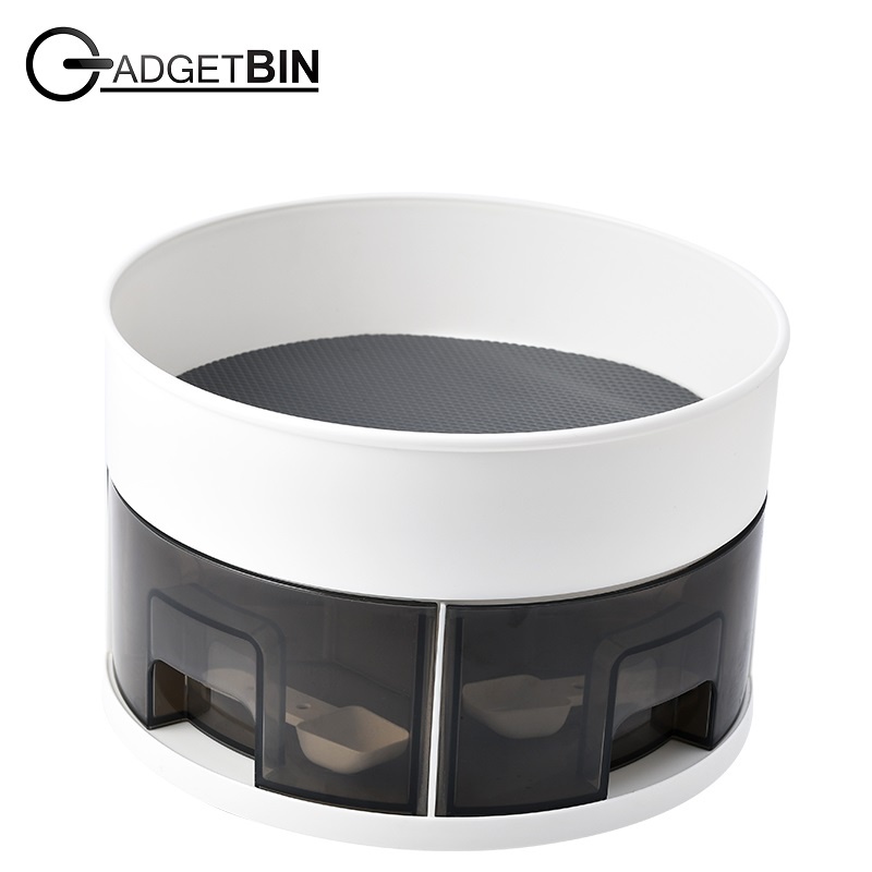 2 tier 360 degree rotating spice rack with 4 container and spoon Non ...