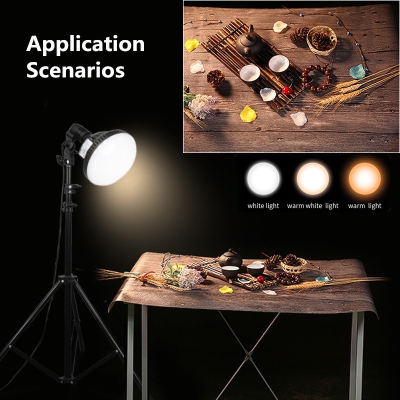 3-Color Dimmable LED Lamp Bulb With Long Arm Holder Tripod Stand  Photography Lighting For Live Stream Photography Light