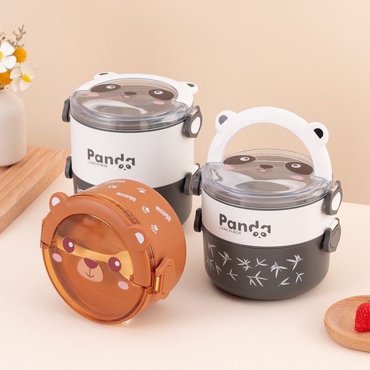 2 / 3 Layer Cute Bear Lunch Box Keep Warm Healthy Material Food ...