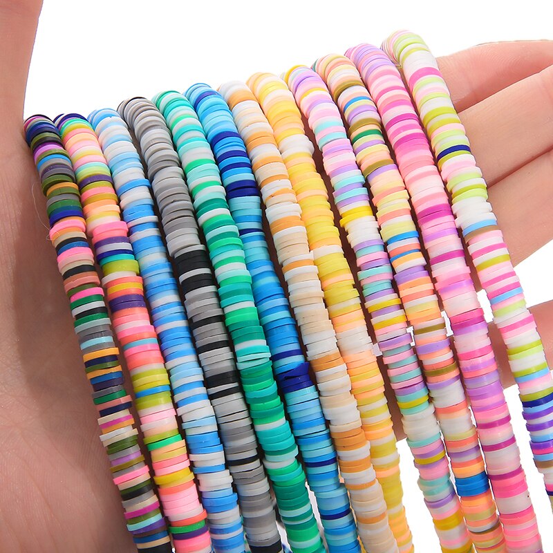 6mm Flat Round Polymer Clay Beads Chip Disk Loose Spacer Handmade Beads For  DIY Jewelry Making Bracelet Finding