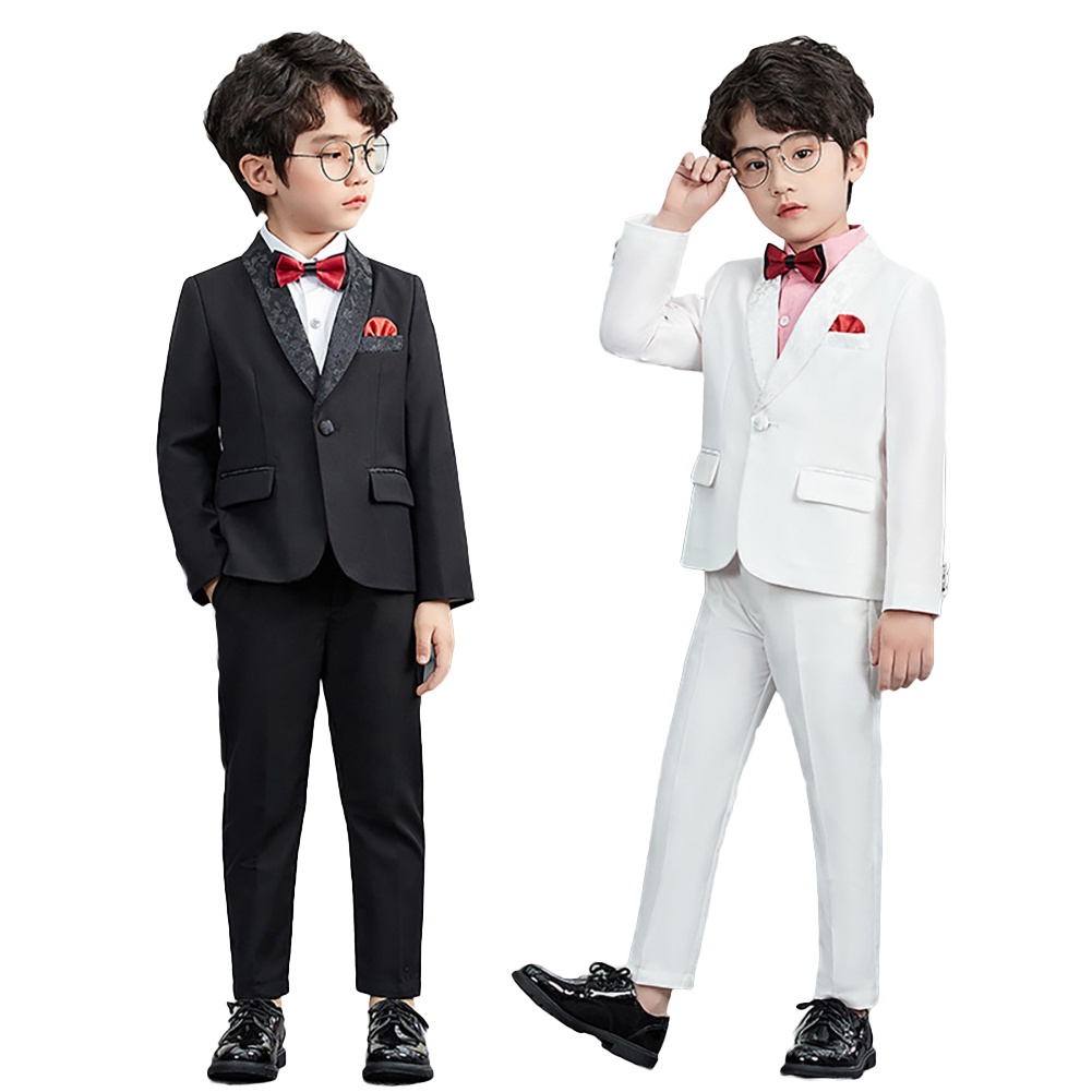 Baby Boys Formal Suit Gentleman Black White Suits Wedding Birthday