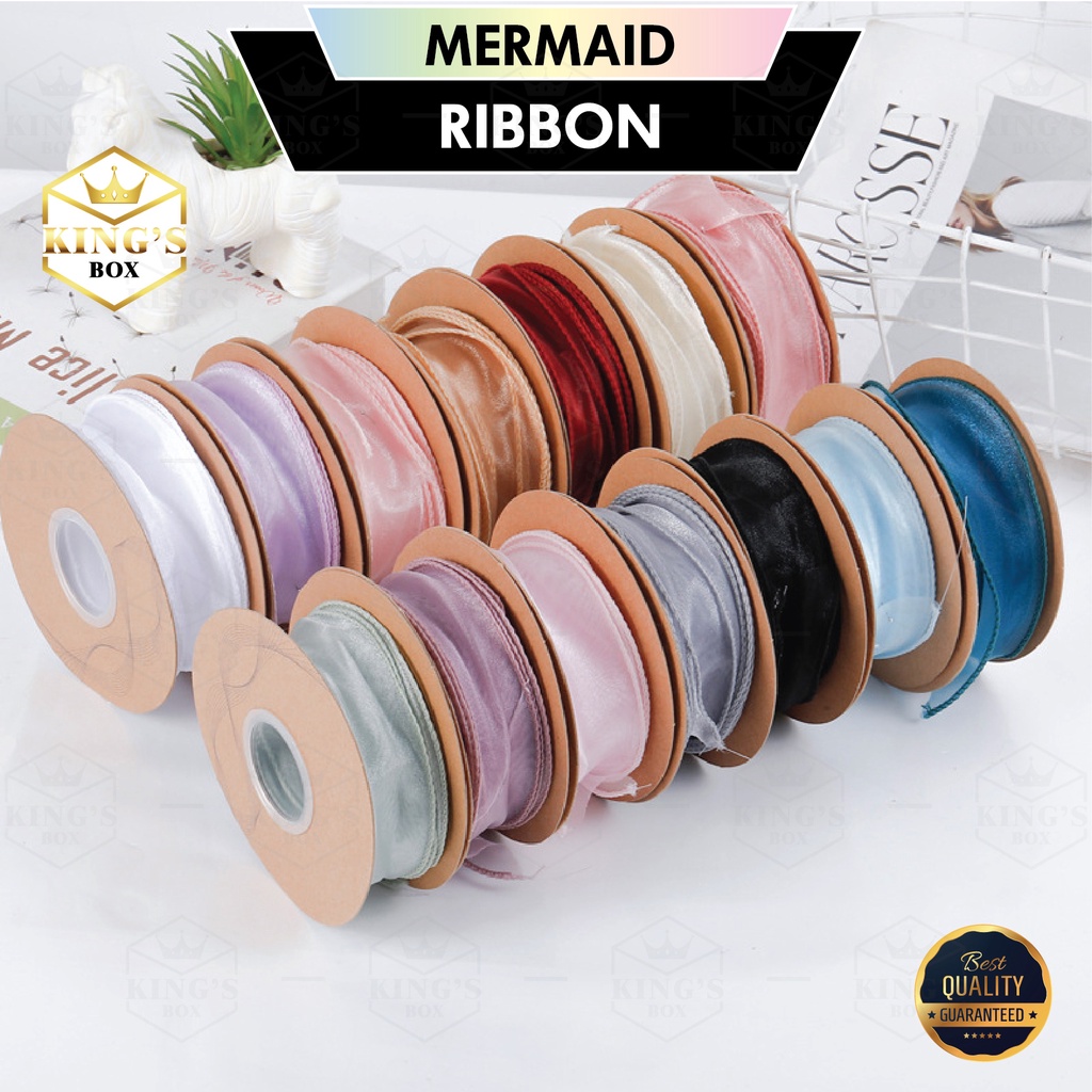 10M Satin Ribbon 40mm Mermaid Ribbon Gold Edge Ribbon Wrapped Flower ...