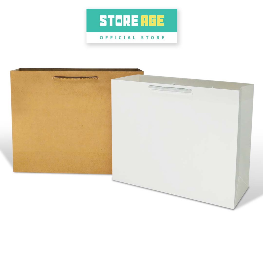 Store Age [100pcs] Brown Kraft Paper Bag (Rope Handle), Goodies Bag ...