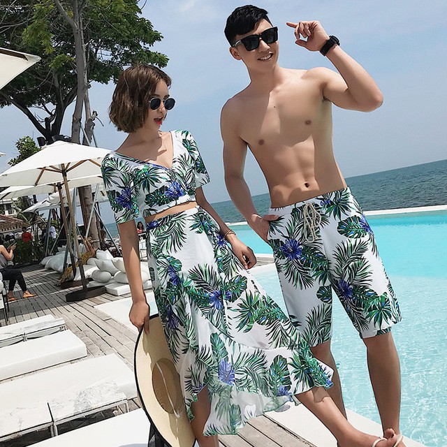 Men Women Swimming Suit Couple Fashion Black Long Sleeve Swimsuit Beach  Wear