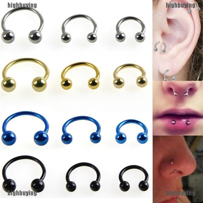 HBMY Body Piercing Horseshoe Nose Ear Lip Bar Nipple Rings Cartilage ...