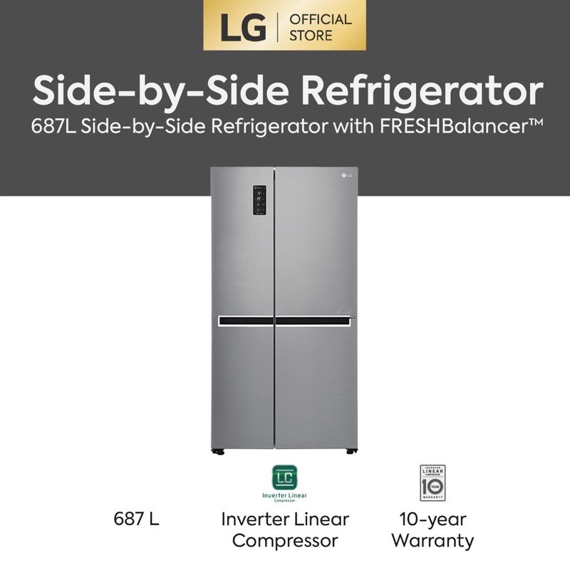 (FREE DELIVER KL SELANGOR)LG IEC Gross 687L Mega Capacity SidebySide