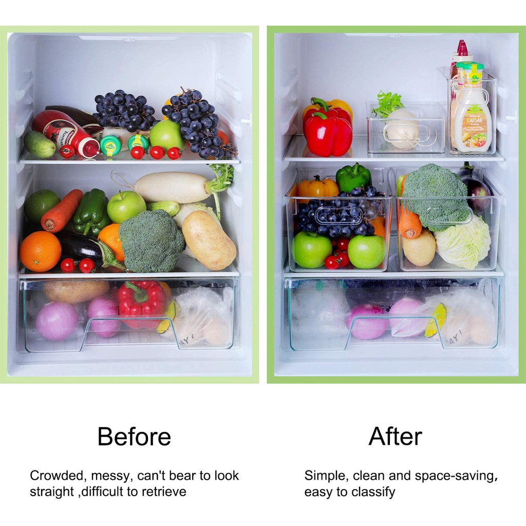 Diskary Fridge Organizer - Stackable Bins, Reusable Food Storage Containers