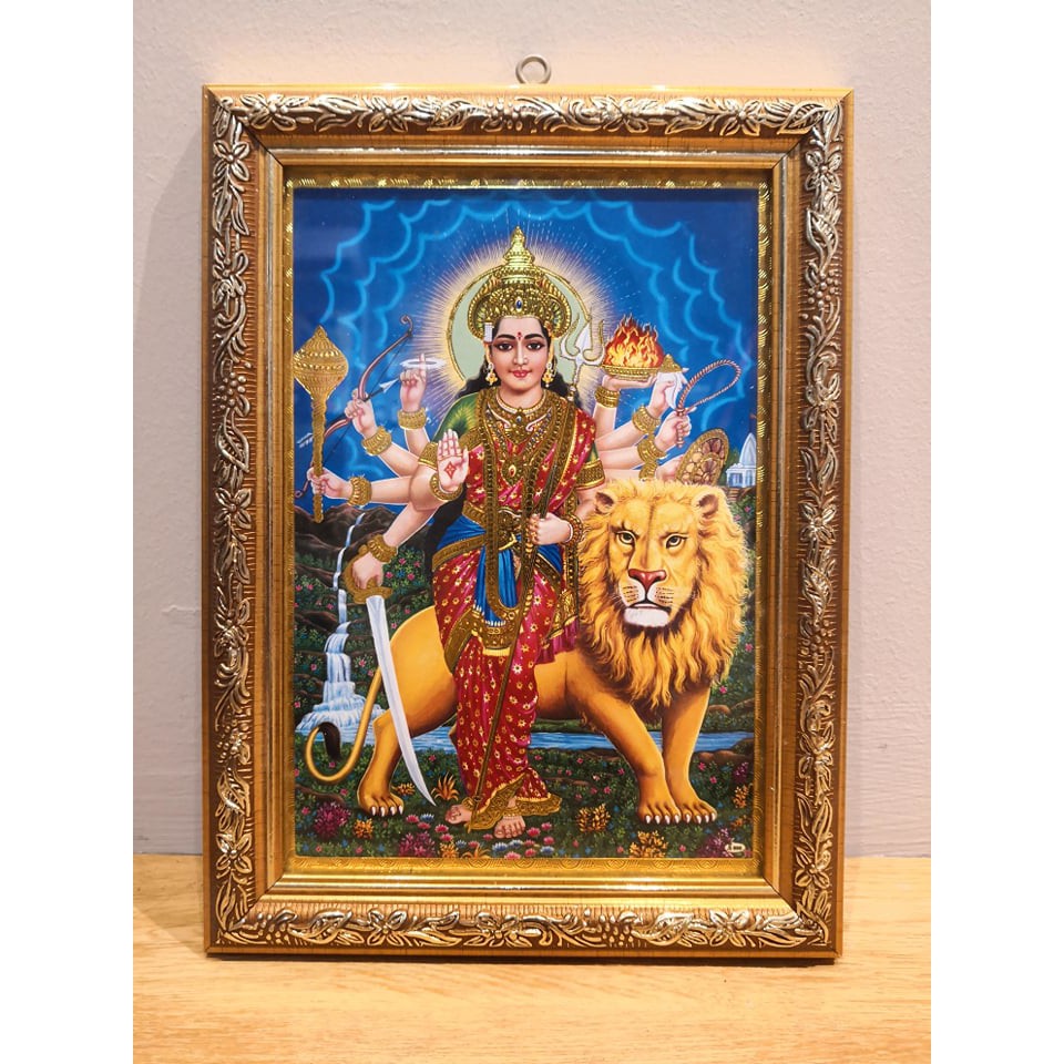 Lord Durga with Golden Frame & Glass; Ready to Hang! | Shopee Malaysia