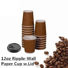 12oz Ripple-Wall Paper Cup Only / Paper Hot Cup With Lid / Cawan Kertas ...